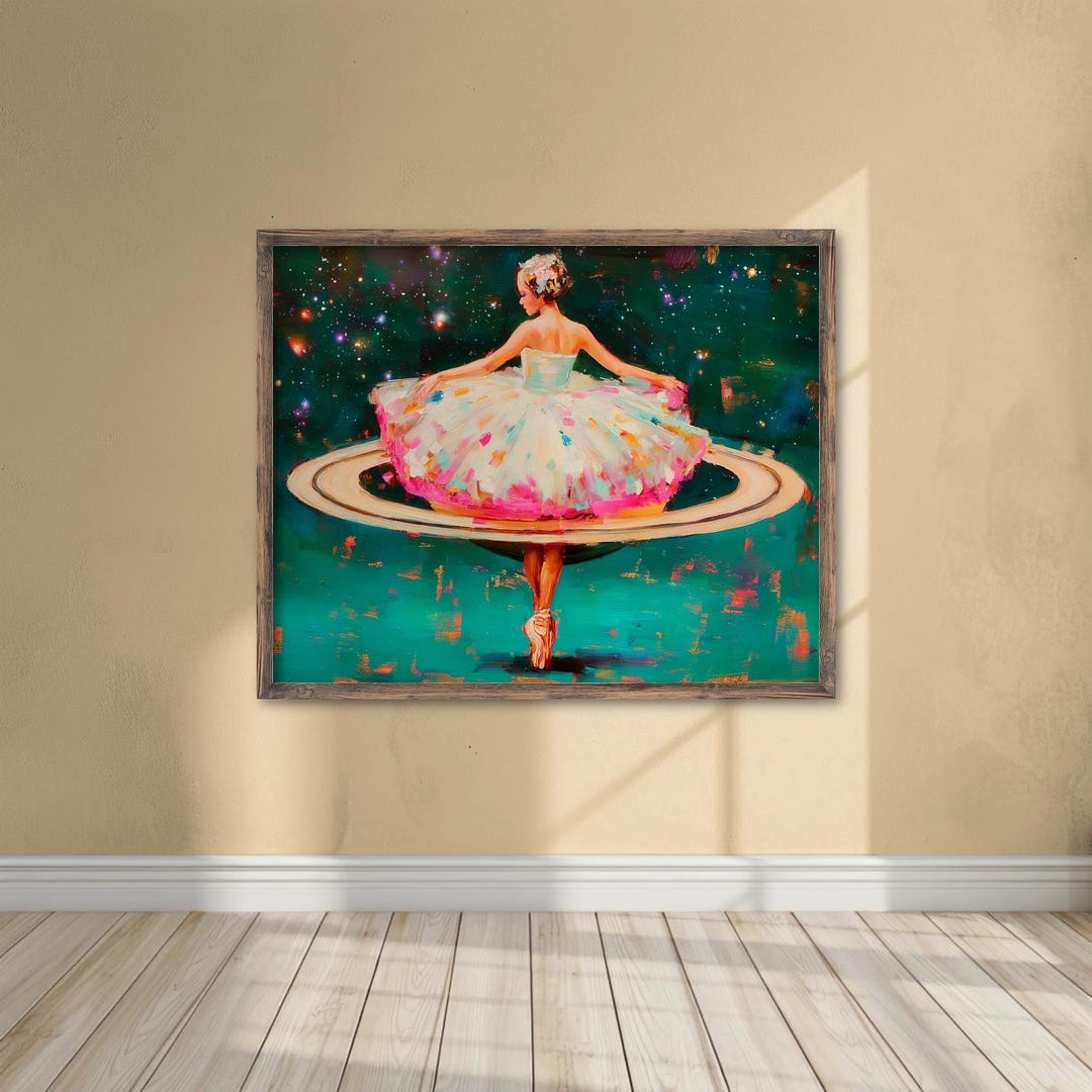 Space Ballerina Art Print: Dreamy Girl Stargazing - Night Sky Celestial ...