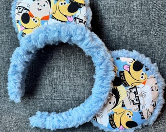 No Bow Pixar Up Ears, Paradise Falls, Fluffy Mickey ears, Blue Sherpa Disney up Ears, unisex boys men’s mouse ears