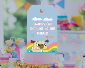 Chip and Potato Birthday Party Favor Thank You Tag | Editable Template