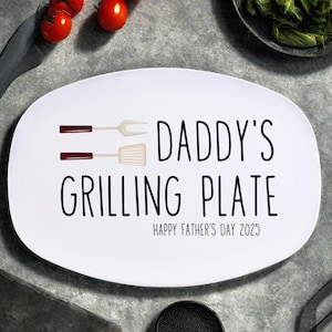 Personalized Dad Grilling Plate, Custom BBQ Platter, Fathers Day Gift, Grill Plate Gift From Kids, Papa Gift, Daddy 2025, Grandpa Plate