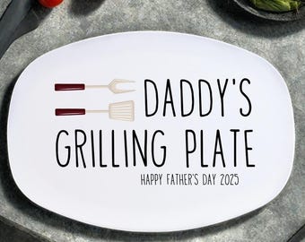 Assiette de gril personnalisée pour papa, plateau de barbecue personnalisé, cadeau fête des pères, assiette de gril cadeau d'un enfant, cadeau de papa, papa 2025, assiette de grand-père