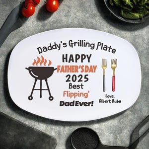 Personalized Dad Grilling Plate, Custom BBQ Platter, Christmas Gift 2025, Grill Plate Gift From Kids, Birthday Gift for Papa, Grandpa Plate