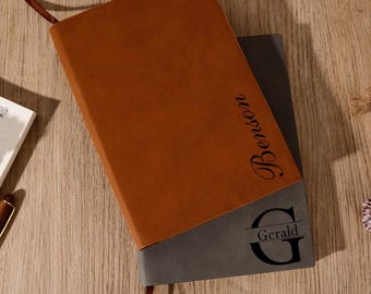 Personaalized Engraved Leather Journal, Custom Leather Journal, Personalized A5 Vegan Leather Notebook, Journal and Notebook
