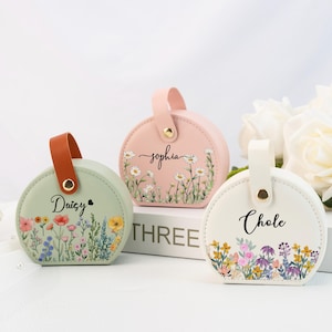 Personalized Jewelry Box Birth Flower Jewelry Case, Wedding Bridesmaid Gifts, Travel Jewelry Box with Name, Birthday Gift for Women