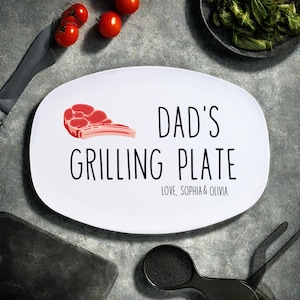 Custom Dad Grilling Plate, Personalized BBQ Platter, Father&#39;s Day Gift, Grill Plate Gift From Kids, Papa Gift, Daddy 2025, Grandpa Plate