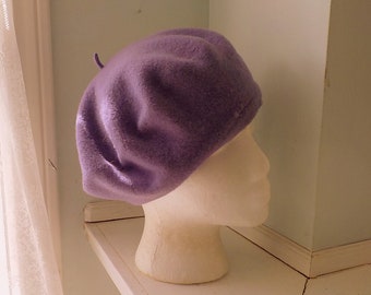 Vintage Wool Purple Beret, Wool Purple Tam