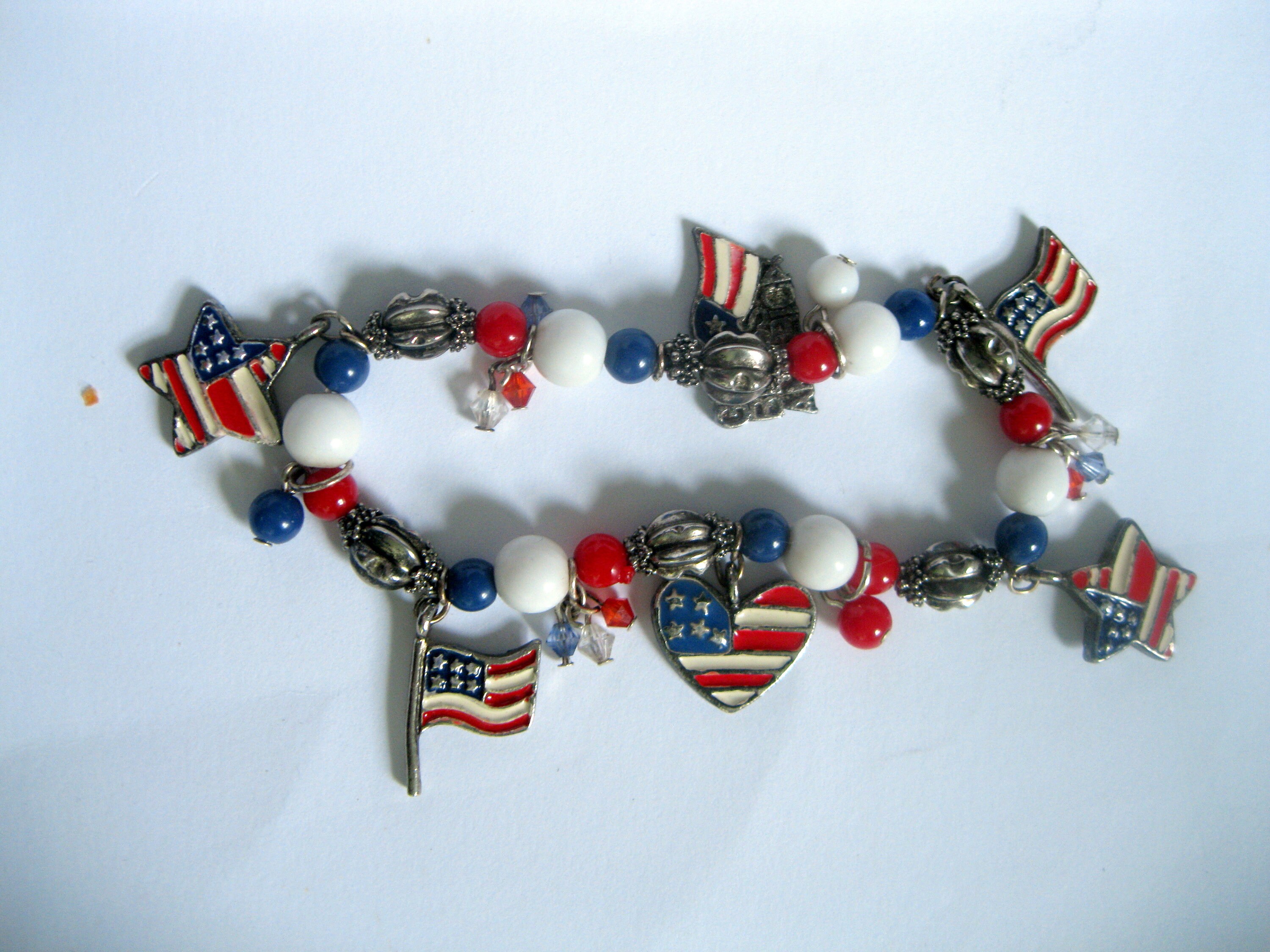 Americana Charm Bracelet American Flag Charms Beaded Etsy