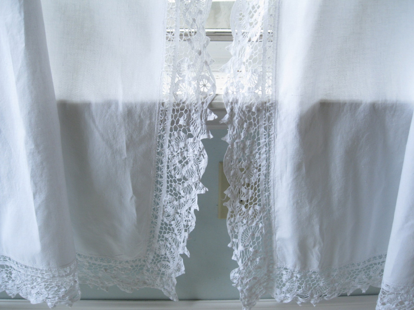 Battenburg Curtains Lace Curtains Window Treatment Cotton Etsy