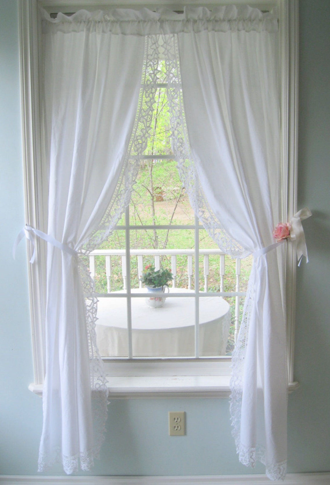 Battenburg Curtains Lace Curtains Window Treatment Cotton Etsy