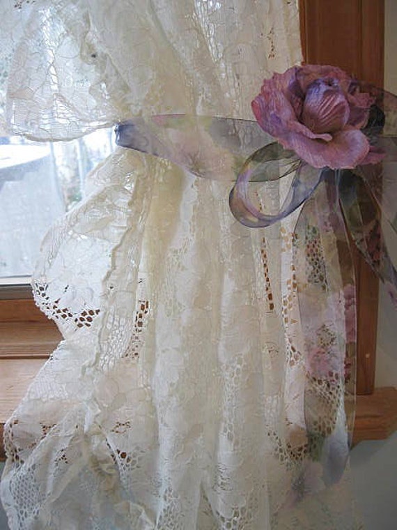 Lace Curtains Frilly Curtains Shabby Chic Shabby Cottage Etsy