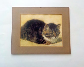 Vintage Print, The Parsons Kitten by Henriette Ronner, 9 1/2" by 6 3/4", Cat Painting