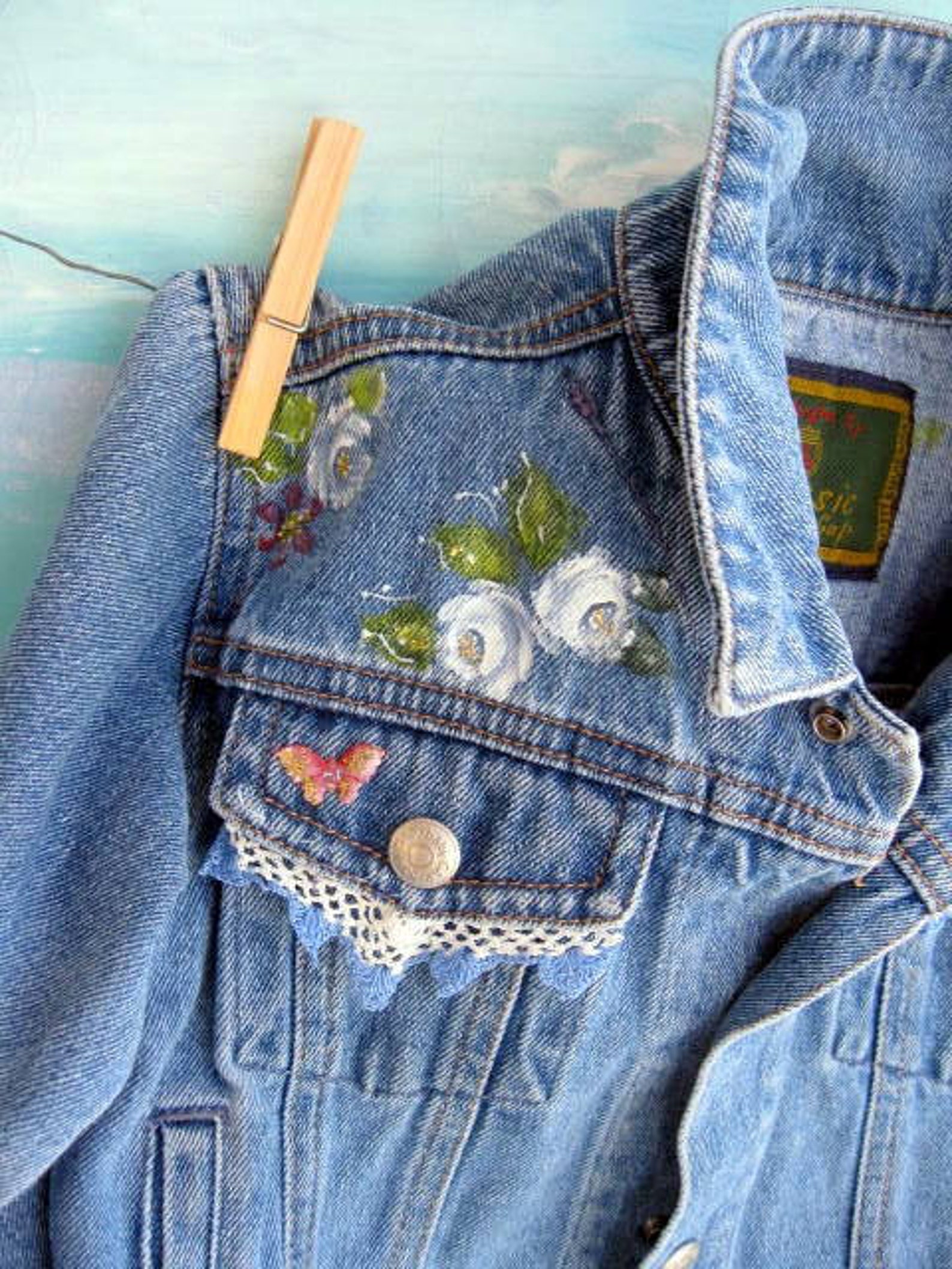 Denim Jacket Upscaled Toddler Painted One to Two years | Etsy