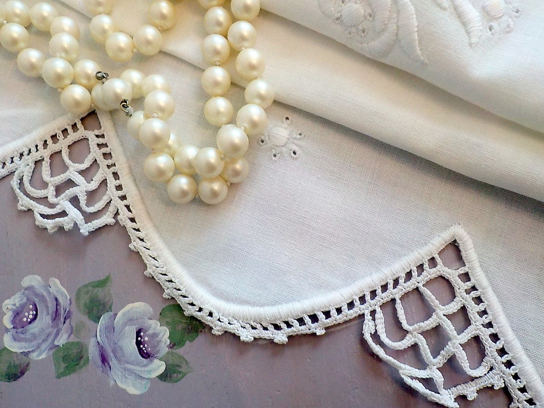 Vintage White Linen Sideboard Runner 40 by 20 Etsy