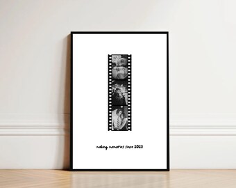 Making Memories Since, Custom Picture Print, Minimalist Film Strip Poster, Personalised, Black and White Wall Art, Home Decor, Vintage