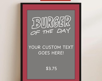 Custom Bob's Burgers Burger of the Day Print: Funny Kitchen Decor (A4/A3 Digital Option Available)