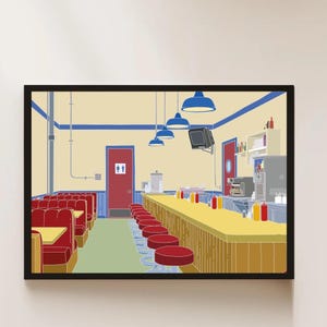 Bob&#39;s Burgers Restaurant Print: Hand-Drawn Diner Scene