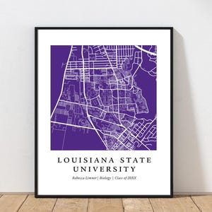 Carte de remise des diplômes de la Louisiane | Impression LSU | Cadeau pour diplômé universitaire | Carte personnalisée de l'université | Cadeau de remise des diplômes personnalisé
