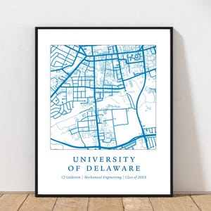Univ of Delaware Graduation Map | University of DE Map | Graduation Gift | Custom College Map Print | Personalized Graduation Gift