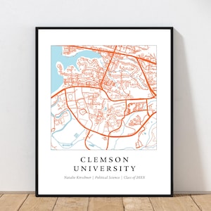 Clemson Graduation Map | Clemson Map | College Grad Gift | Custom College Map | Personalized Graduation Gift