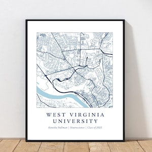 West Virginia University Graduation Map | WVU Print College Grad Gift | Custom College Map | Personalized Graduation Gift