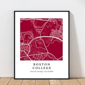 Carte des diplômes universitaires de Boston | Carte de remise des diplômes de la C.-B. | Cadeau de fin d'études | Carte personnalisée de l'université | Cadeau de remise des diplômes personnalisé
