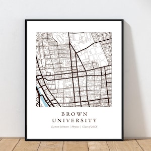 Carte des diplômes universitaires Brown | Carte de l'université Brown | Cadeau de fin d'études collégiales | Carte personnalisée de l'université | Cadeau de remise des diplômes personnalisé