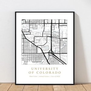 Carte des diplômes de l'Université du Colorado | Carte de Boulder du Colorado | Impression de rocher | Cadeau pour diplômé universitaire | Carte personnalisée de l'université | Cadeau de fin d'études