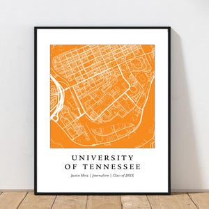 Carte des diplômes de l'Université du Tennessee | Univ of Tennessee : carte | Tennessee Impression | Cadeau pour diplômé universitaire | Carte personnalisée de l'université