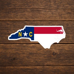 North Carolina Flag Vinyl Decal: NC State Outline Sticker.
