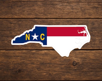 North Carolina Flag Vinyl Decal: NC State Outline Sticker