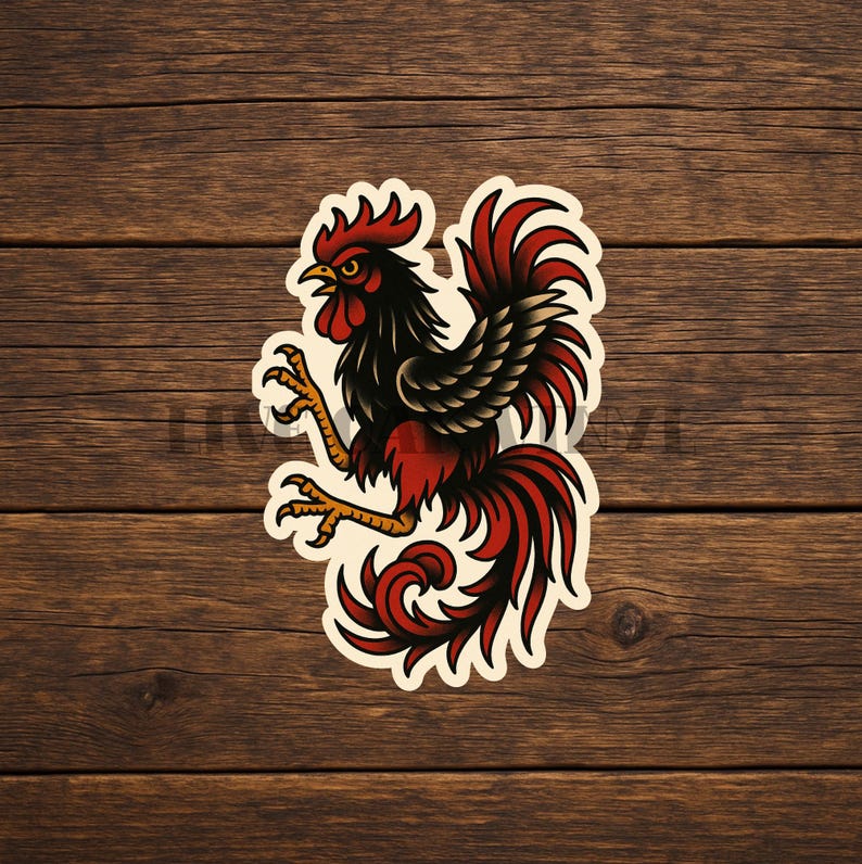 Gamecock Rooster American Traditional Tattoo Flash vinyl deal sticker. American Traditional Tattoo Vinyl Decal Sticker Bundle: Unique Designs