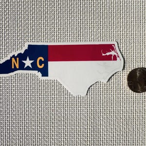North Carolina Flag Vinyl Decal: NC State Outline Sticker.