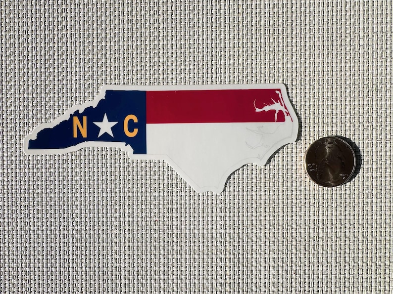 North Carolina Flag Vinyl Decal: NC State Outline Sticker.