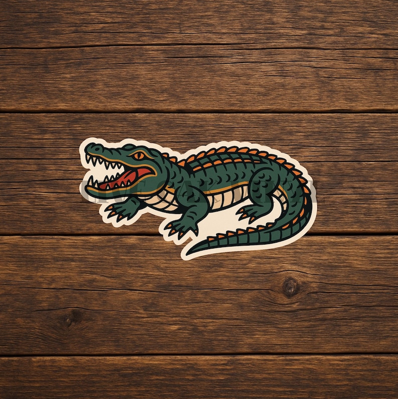 Alligator American Traditional Tattoo Flash vinyl deal sticker. American Traditional Tattoo Vinyl Decal Sticker Bundle: Unique Designs