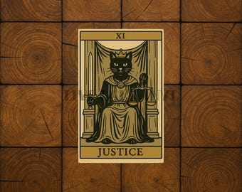Cat Tarot - Justice tarot card Vinyl Decal Sticker