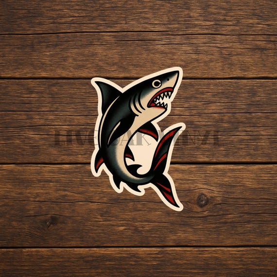 その他 erectrick shark tattoo Shark Tattoo Vinyl Decal: American Traditional Tattoo Style