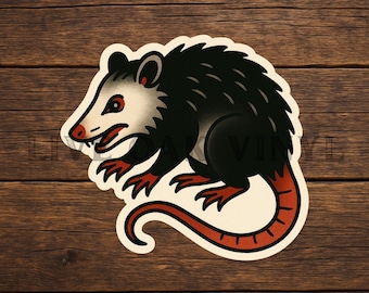 Possum tattoo vinyl decal sticker: American Traditional Tattoo style