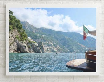 Capri Boat Ride Wall Art • Amalfi Coast Photography Print • Italian Coastal Decor •  Ocean Landscape • Luxury Travel Home Decor •