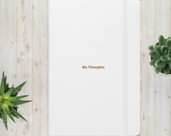 Diario minimalista blanco / Cuaderno de pensamientos / Diario de escritura con banda elástica / Diario de notas y reflexiones diarias