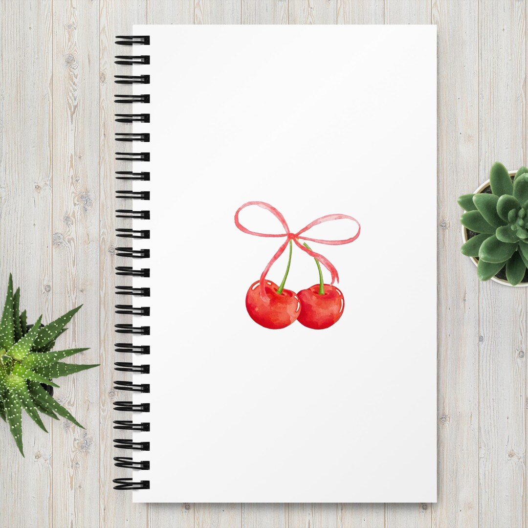 Cherry Bow Journal | Cute Aesthetic Notebook | Minimal Fruit ...