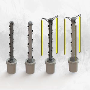 Composants pour tour hydroponique à arrosage automatique à partir d'un tuyau en PVC