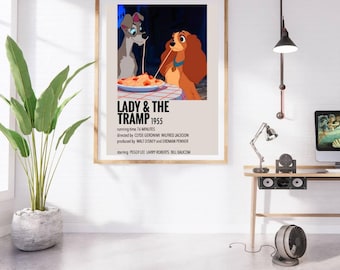 Lady & The Tramp Retro Movie Poster | Retro Vintage Wall Art | Digital Movie Poster | | Printable Wall Art | Digital Wall Art