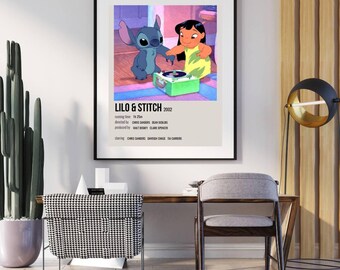 Lilo & Stitch Retro Movie Poster Print | Retro Vintage Wall Art | Digital Movie Poster | Printable Wall Art |Digital Wall Art