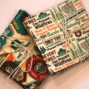 smokey the bear fabric coasters