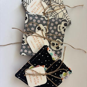 Quilted Fabric Coasters - Set of 4 Handmade Drink Mats Halloween