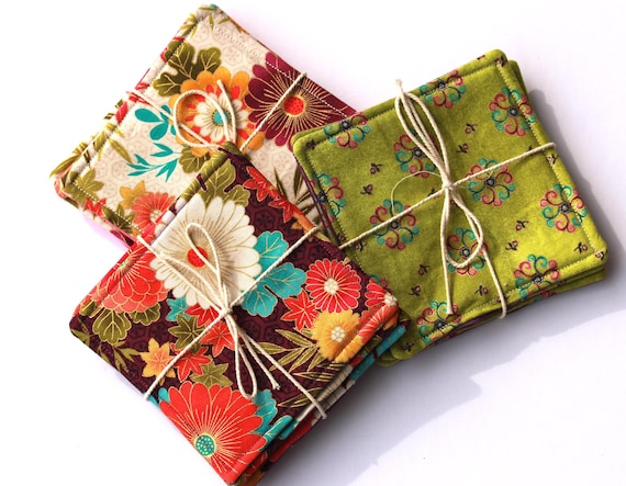 Quilted Fabric Coasters - Set of 4 Handmade Drink Mats