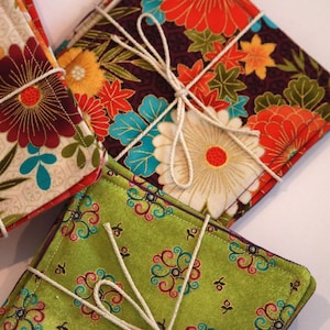 three different floral fabrics