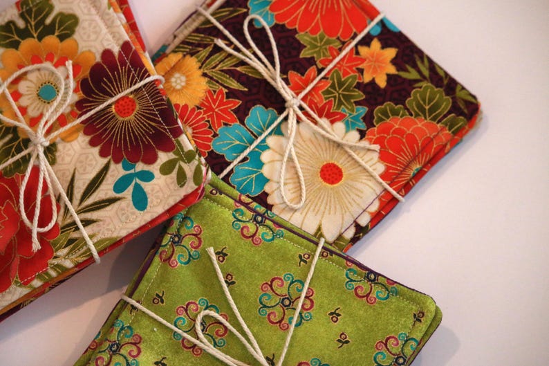 three different floral fabrics