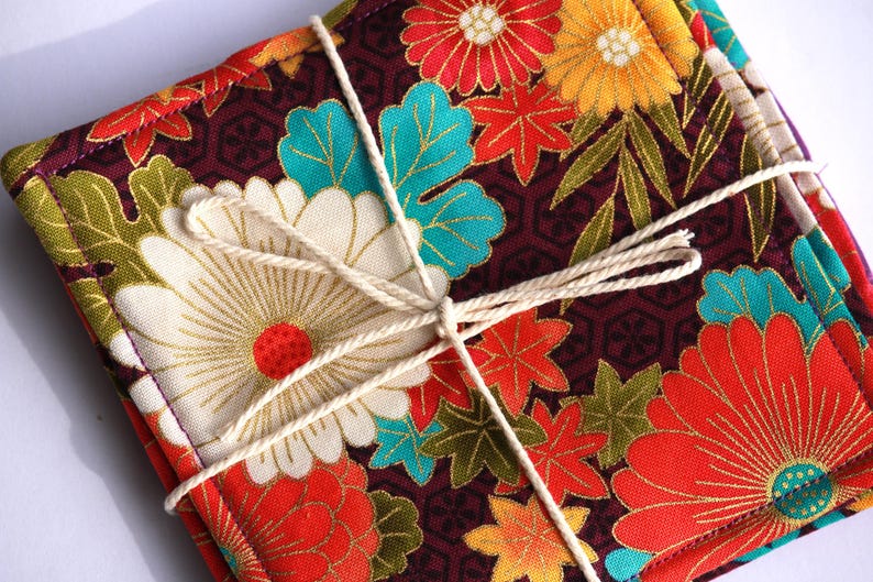 floral coaster wrapped with twine
