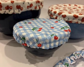 Reusable Fabric Bowl Cover – Cherry Print, Sourdough Safe